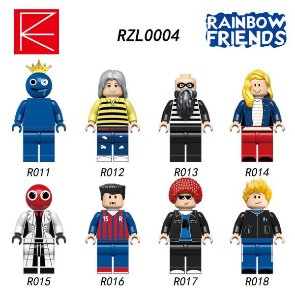 Vibrant Roblox Rainbow Friends: 8-Piece Brick Minifigure Custom