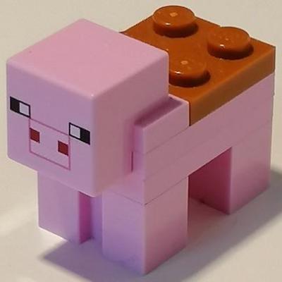 HeroBloks - Minecraft Pig with Saddle - Lego - minepig04